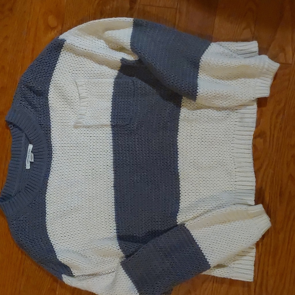 Striped Sweater - Gray and Cream - Picture 2 of 3